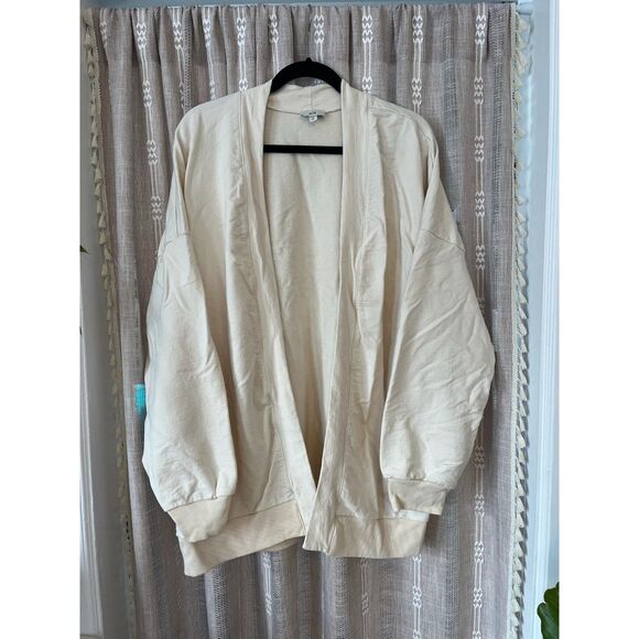 nlt Sweaters - nlt cream easy oversized french terry cardigan